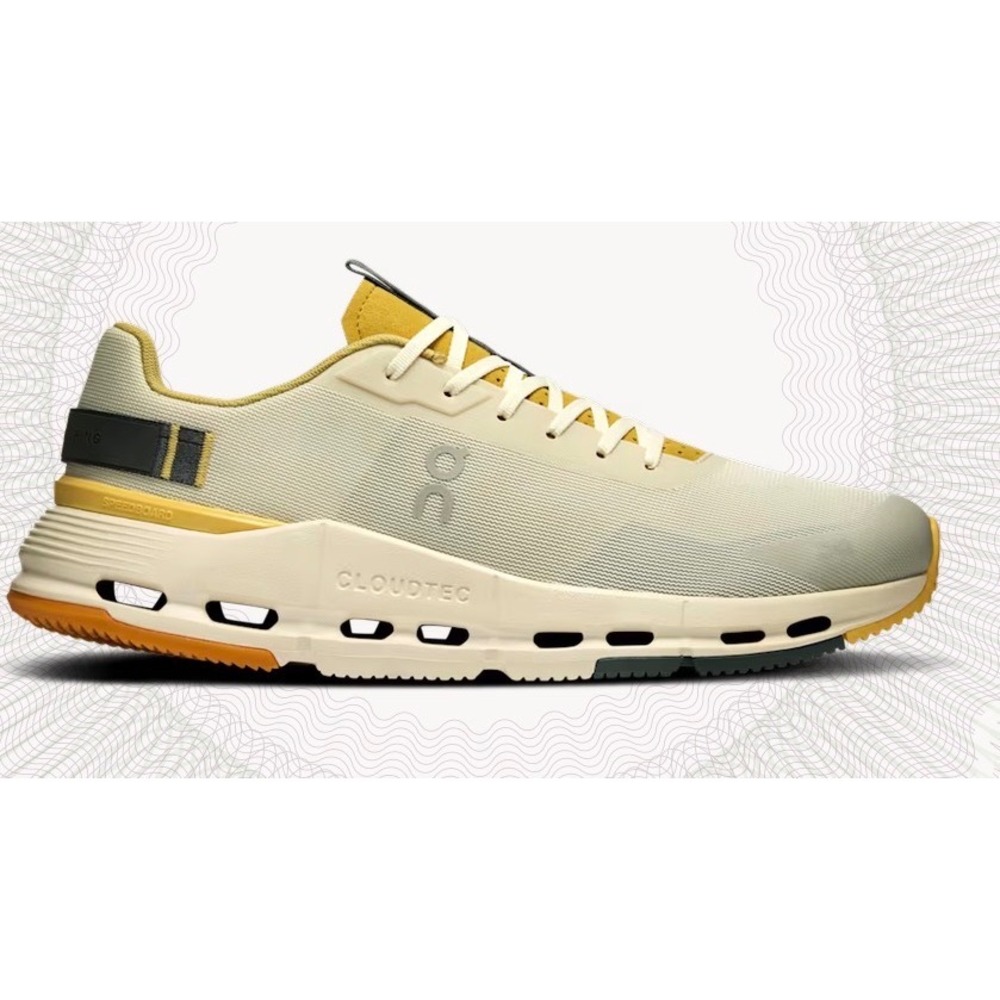 On Cloud coudnova form 2 Mens Running Shoes Cream Mustard, Men's 9.5